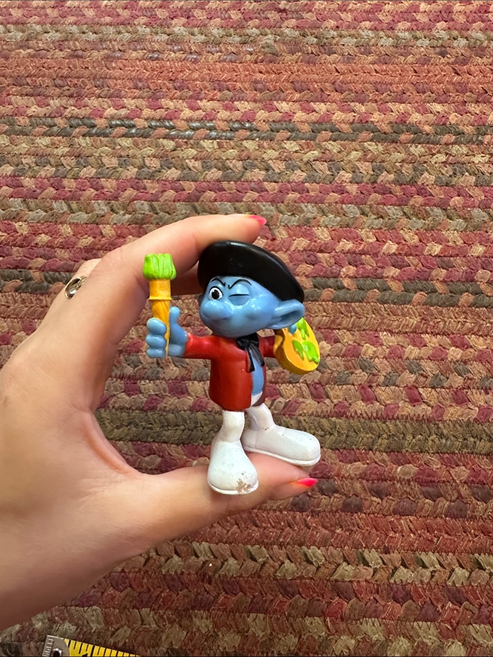 Smurf PAINTER Artist Figure MCDONALDS COLLECTIBLE 3”